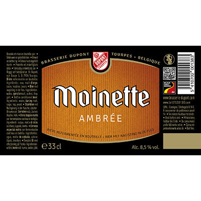 5410702001383 Moinette Ambrée - 33cl Bottle conditioned beer  Sticker Front